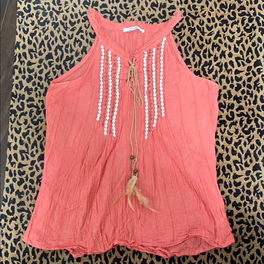 Women's Coral Sleeveless Top